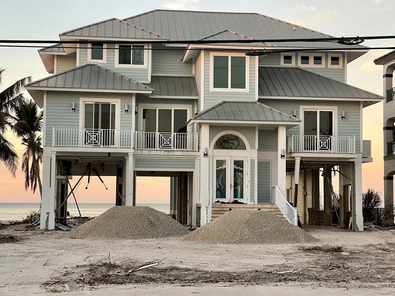 A new construction home on Fort Myers Beach that survived the storm.